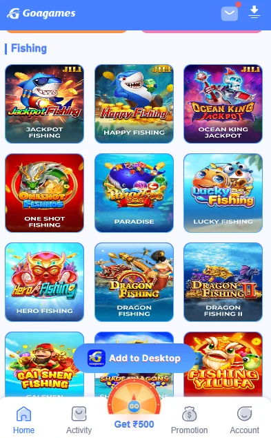 Goa Games Interactive Fishing Games Selection